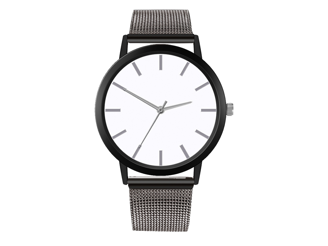 Relógio de pulso analógico Zhoulianfa Quartz com pulseira de malha (cinza aço + branco)