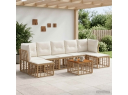 Vidaxl Conjunto De Sofás Para Exterior 8 Unid. Natural E Branco Creme