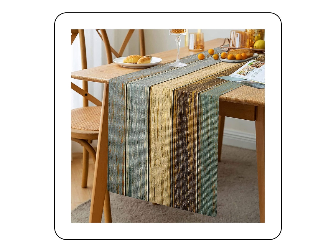 Caminho De Mesa Moderno Para Sala De Estar, Jogo Americano De Primavera, Verde, Azul, Cinza, Tábuas, Mesa De Celeiro, Conjunto De Caminho De Mesa Para