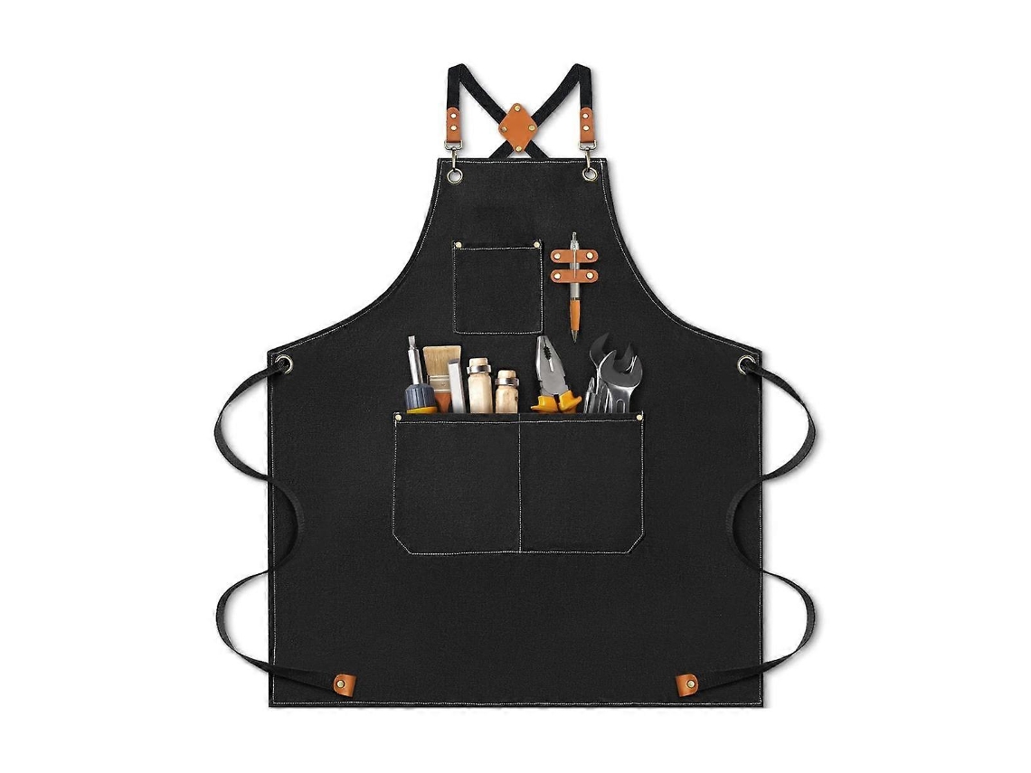 Avental Chef Masculino Algodão Resistente Cintos Ajustáveis Bolsos