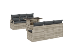 Conjunto 7 Sofá De Jardim Vidaxl Cinzento-claro Vime Pe (100 X 55 X 73 Cm)