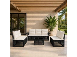 Vidaxl Conjunto De Sofá De Jardim 8 Pcs Preto Vime Pe