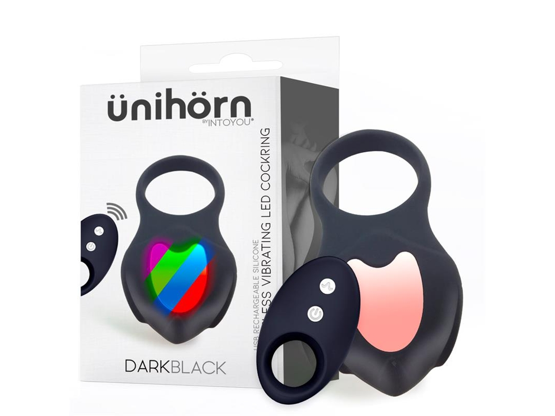 Anel Vibratório Preto Escuro Com Controle Remoto Led Usb Silicone ÜNIHÖRN