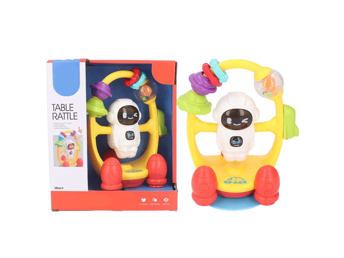 Rebe-brinquedo De Mesa Para Bebê Com Som E Luz Astronauta Giratório 360 Graus Brinquedo Montessori Multifuncional