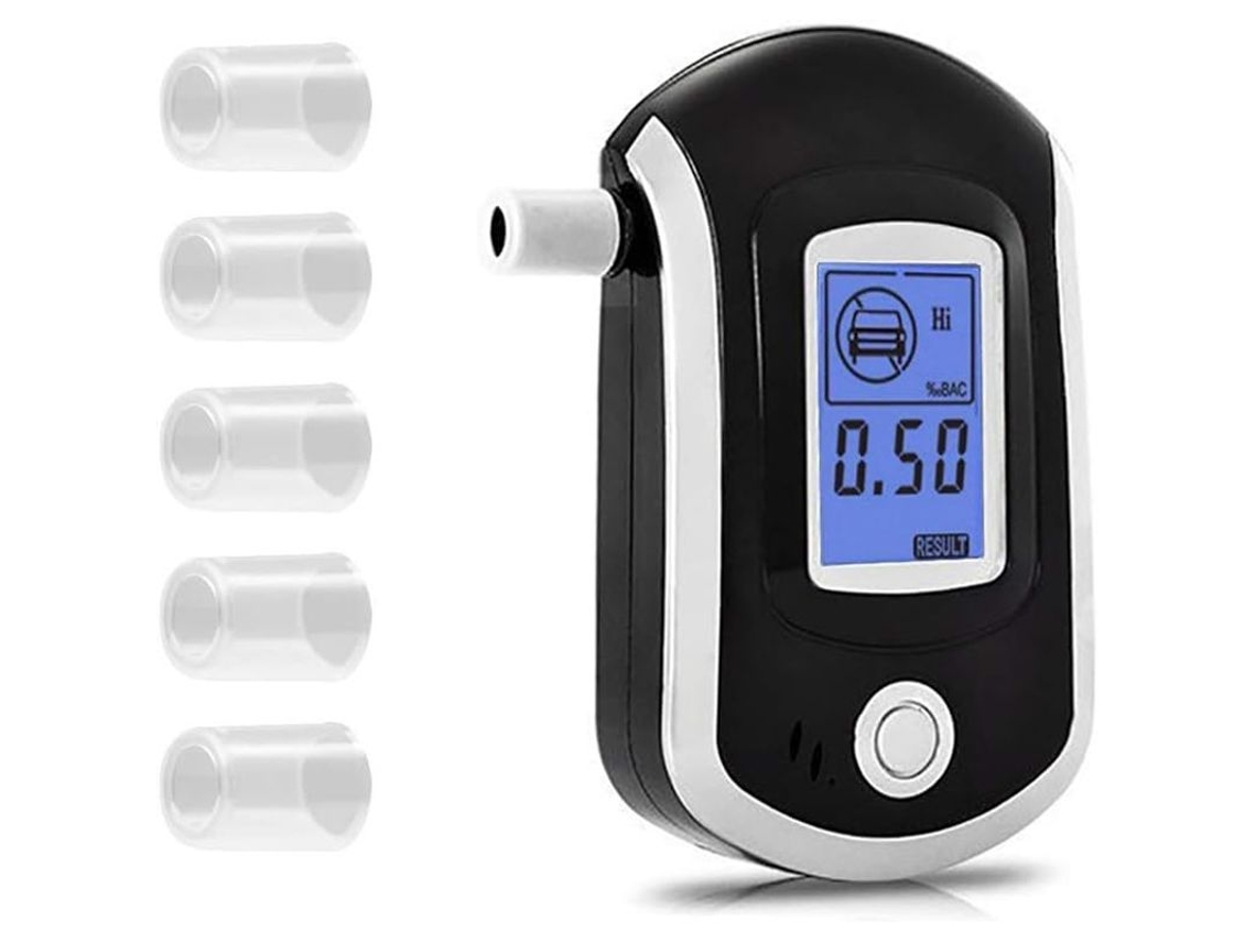Aparelho de teste de álcool portátil com display LCD retroiluminado, sensor de semicondutor