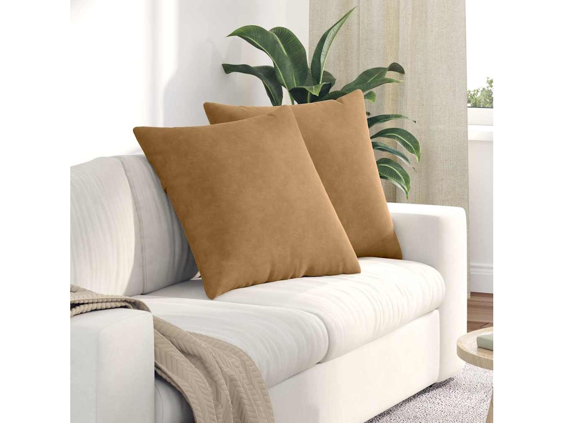 Vidaxl Travesseiros De Sofá 2 Pcs Castanho 80 X 80 Cm