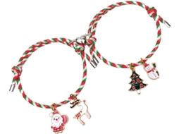 Pulseiras Combinando Para Casais No Natal, Leves E Confortáveis, Em Corda Trançada Com Estampa De Elementos.