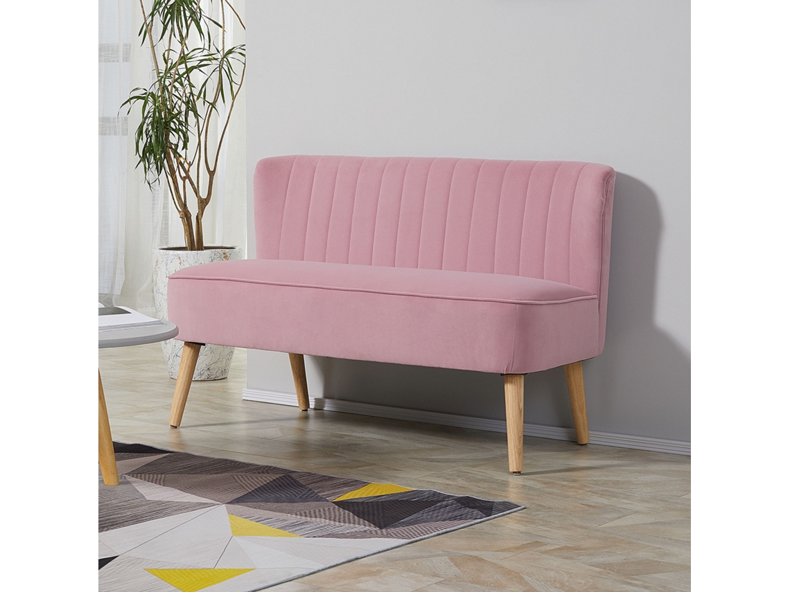 Sofa 2-seater Fabric Sofa Couch Upholstered Lounge Sofa Wide Pink