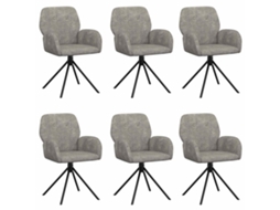 Conjunto 6 Cadeira De Jantar Vidaxl Cinzento-claro Camurça Sintética (54 X 55 X 86 Cm)