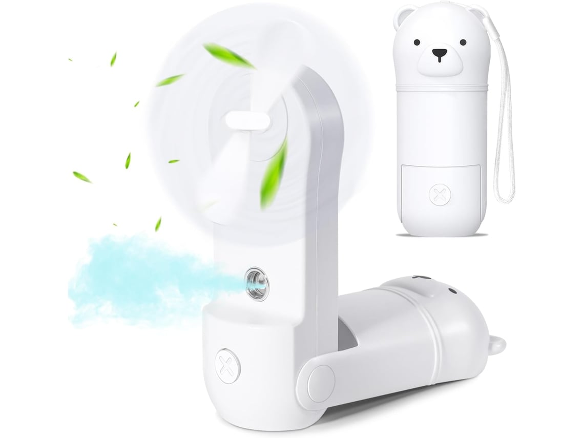 Ventilador Portátil De Mão, Mini Ventilador De Mão Com Spray De Água, Ventilador Dobrável Com Bateria Recarregável Via Usb