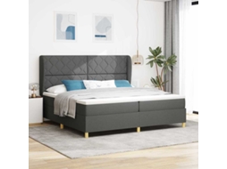 Vidaxl Cama Box Com Cabeceira Manual Cinza Escuro 200 X 200 Cm Tecido