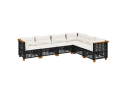 Maison Exclusive - 6 Pcs Conjunto Sofás De Jardim C/ Almofadões Vime Pe Preto