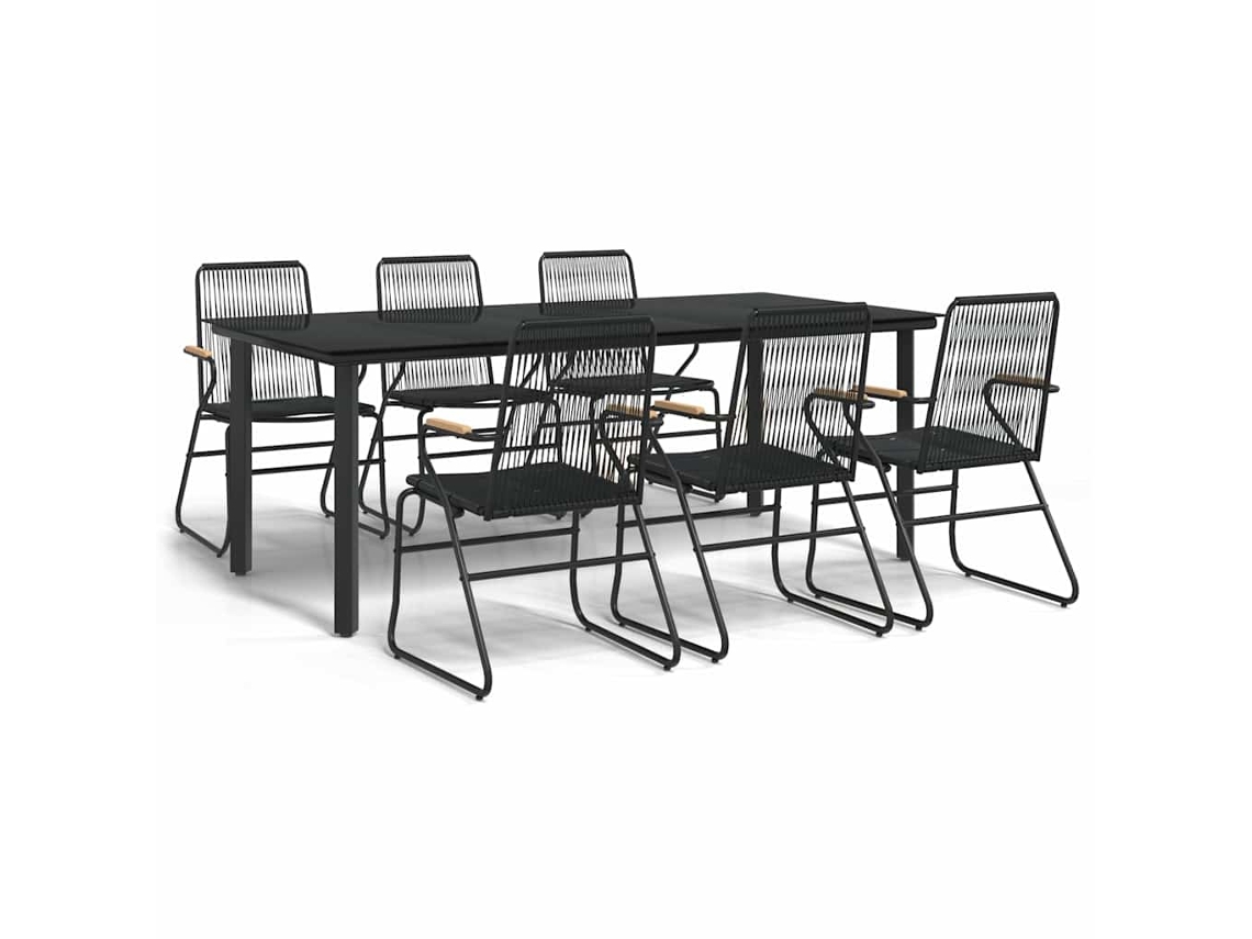 Maison Exclusive - 7 Pcs Conjunto De Jantar Para Jardim Vime De Pvc Preto