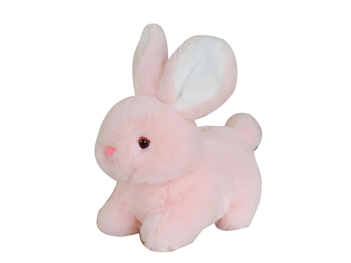 Coelho De Pelúcia Rosa 30cm, Macio, Presente E Decoração