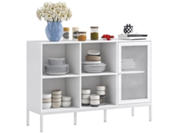 Mesa de Cabeceira com 3 Prateleiras e Vidro S/MARCA (40x40x56 cm) Branco
