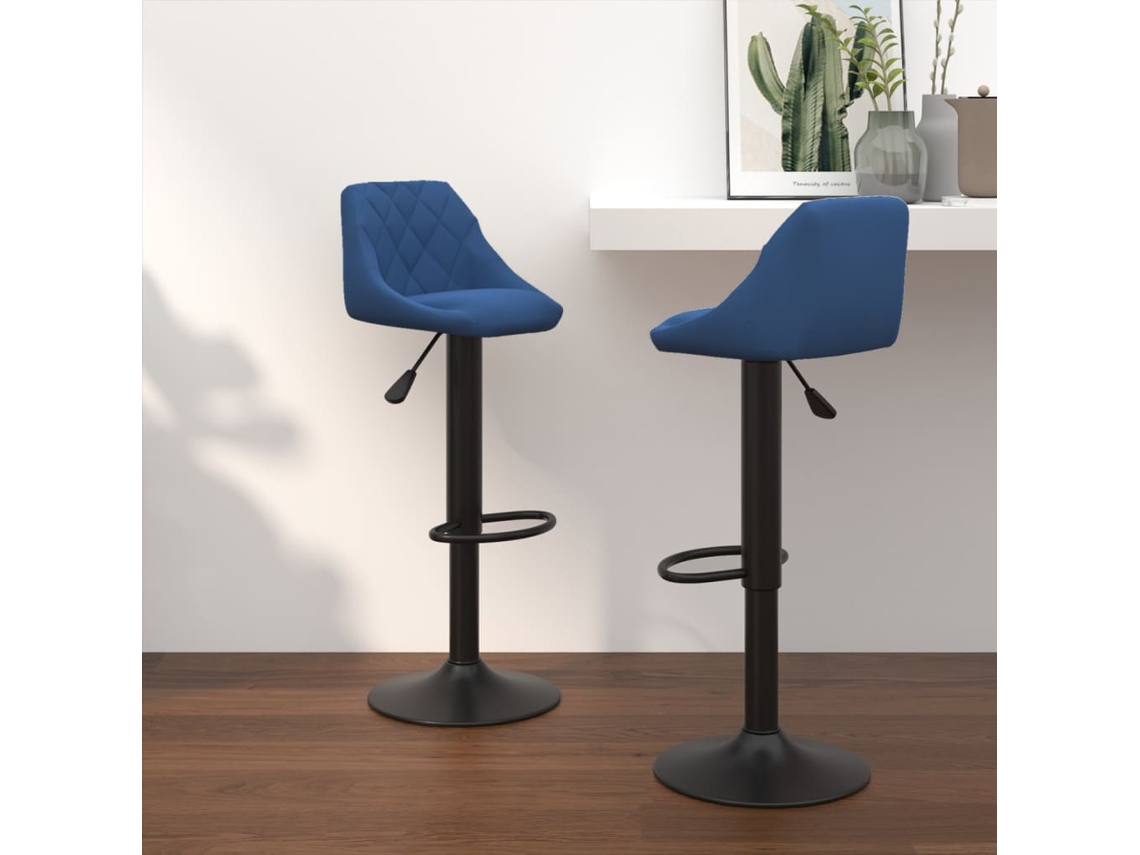 Vidaxl Bancos De Bar 2 Pcs Veludo Azul