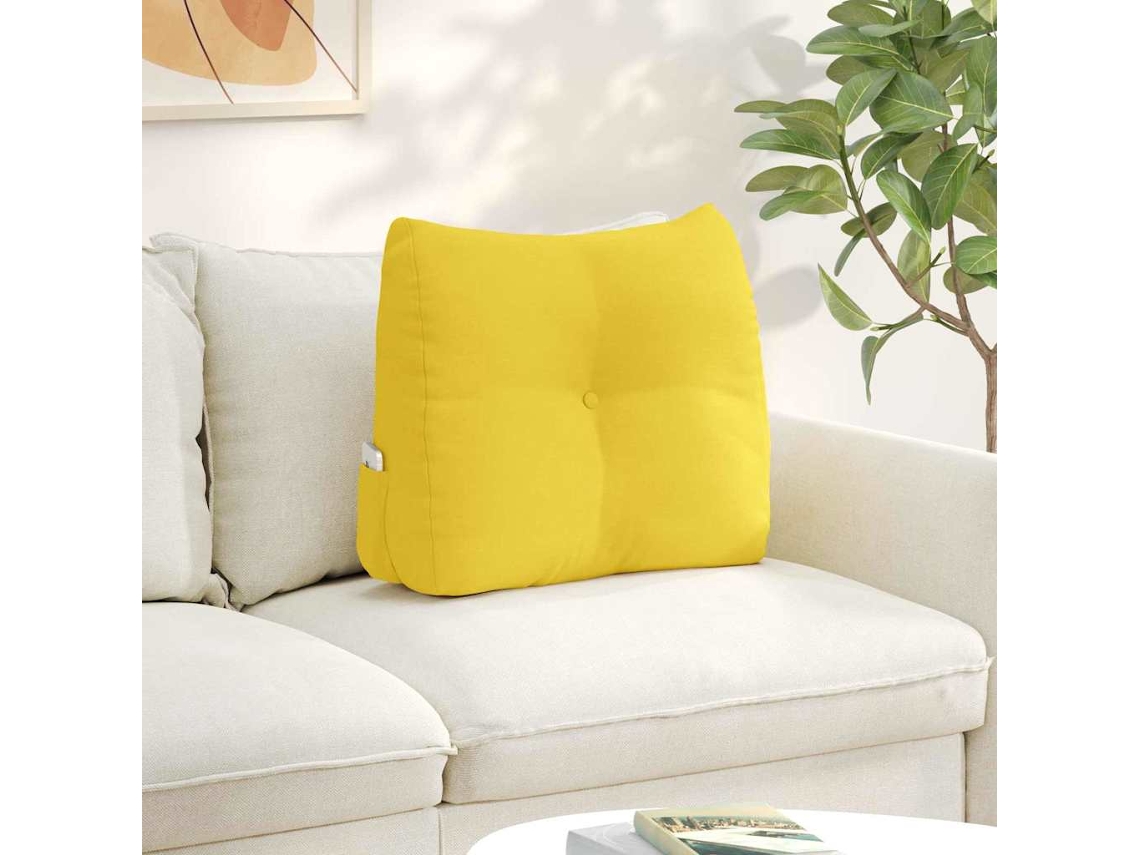 Vidaxl Travesseiro Para Costas Amarelo Claro 60 X 24 X 50 Cm Tecido