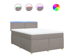 Box Spring Bed, Box Spring Beds Vidaxl Cinzento-acastanhado Tecido (140 X 190 Cm)