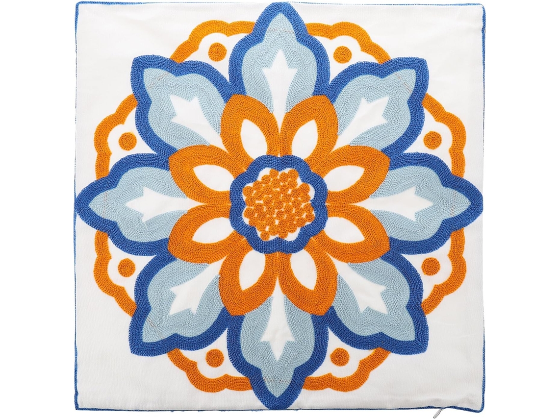 Capa de Almofada Confortável em Tecido Algodão, Estilo Nórdico, Quadrada com Bordado Floral, Ideal CHABERLU