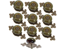 Conjunto De 10 Puxadores Gaveta Retrô Verdes, Estilo Étnico, Puxadores Individuais Para Armários, Fáceis De Limpar, Para
