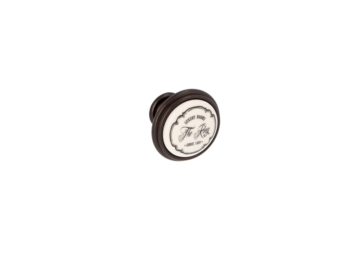 Puxador para Móveis em Zamac e Porcelana com diâmetro de 35 mm e acabamento Alumínio Castanho, pacote de 25 HARDWAREXCHANGE