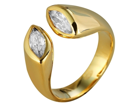 JUST Anel Barclae Dourado com Pedras Brancas em Aço Inoxidável 56