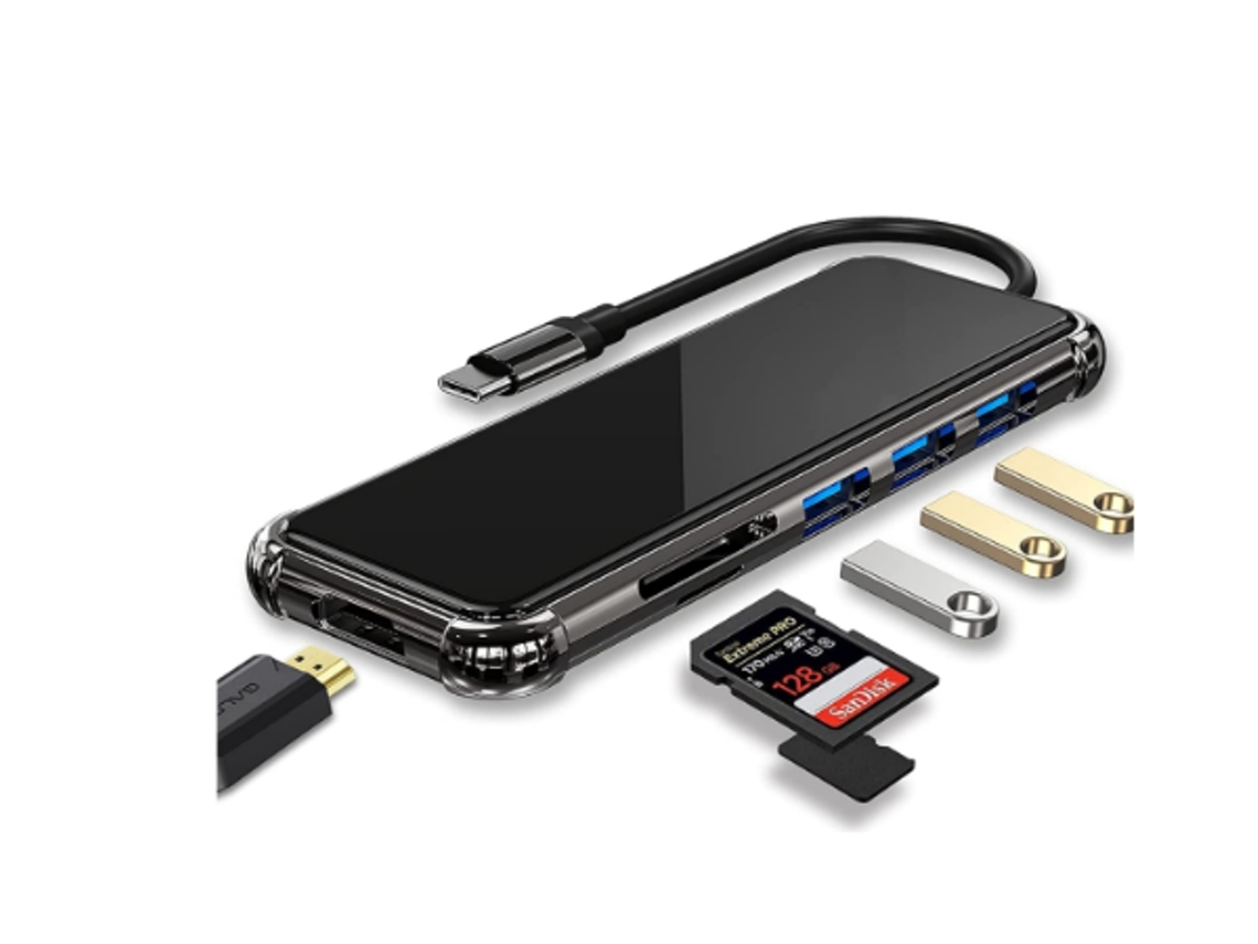 Hub Usb C Dongle 6 Em 1 Hdmi 4k, Usb 3.0, Sd/tf Reader, Compatível Macbook Pro, Ipad Pro Etc Preto Bestvite