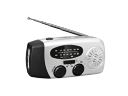 Rádio Solar De Emergência, Rádio Am/fm Portátil Com Manivela, Lanterna Led E Bateria De 2000mah / Prateado Brilvibera