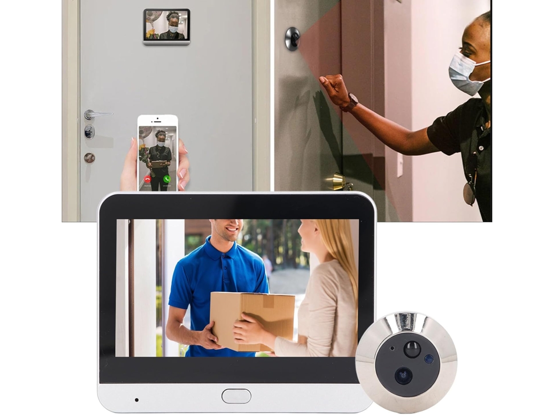 Câmera De Olho Mágico Sem Fio Wi-fi Com Visualização De Vídeo Hd 1080p E Tela Ips Lcd De 4,3 Polegadas.