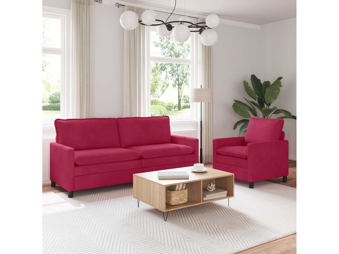 Vidaxl Conjunto De Sofás 2 Unid. Vinho Vermelho Veludo