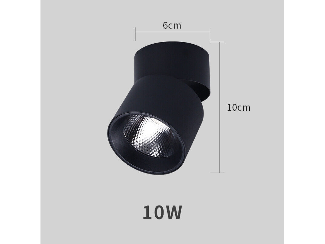 Holofote Led Holofote Led Downlight Holofote 220v Luz De Montagem Em Superfície 10w Preto Branco Frio 1 Peça SUNNY SPACES