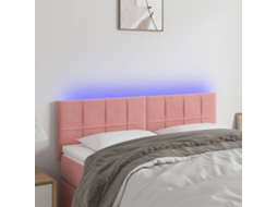 Cabecero con luces LED, terciopelo, 144x5x78/88 cm, rosa