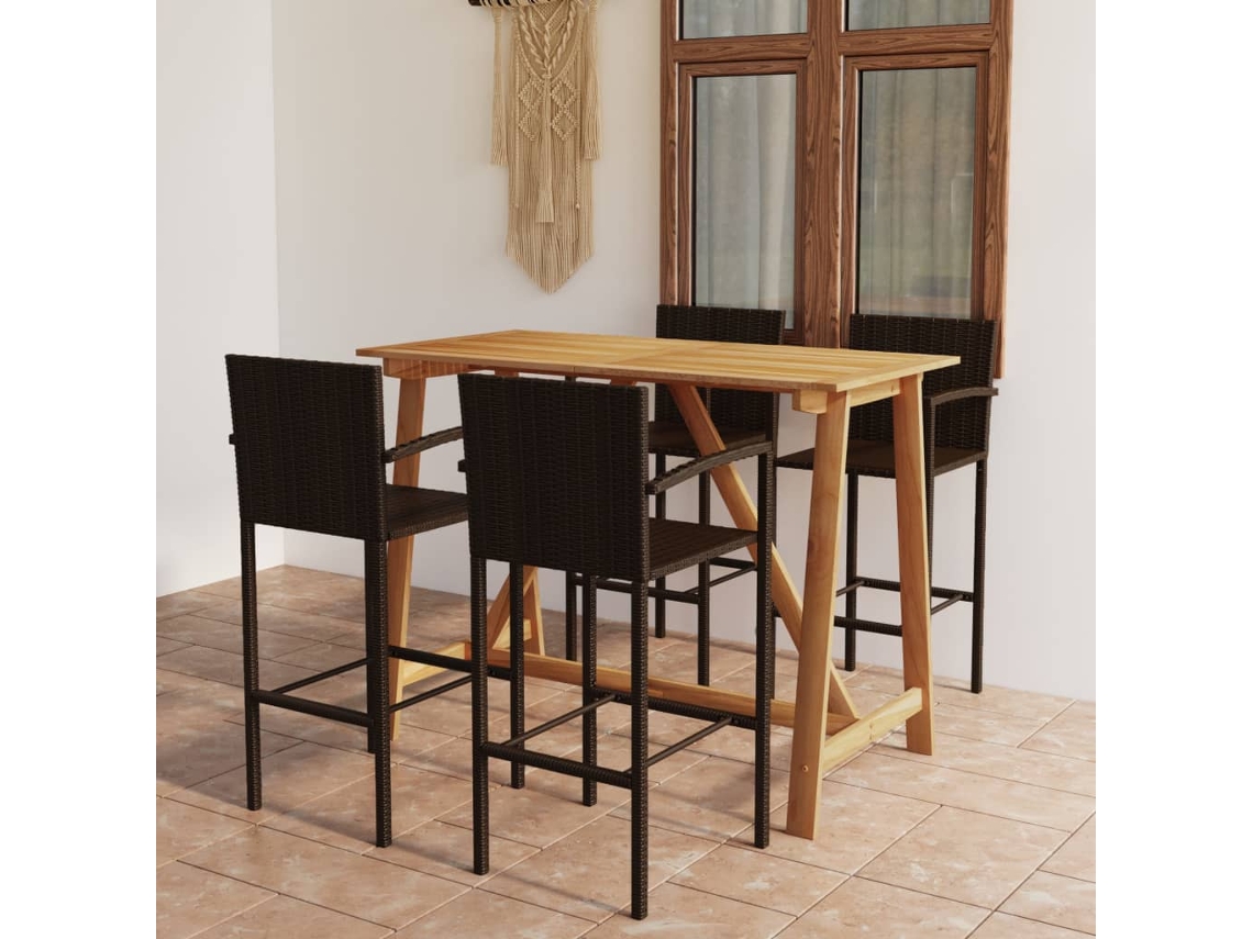 Pcs Conjunto De Bar Para Jardim Castanho Dkd Home Decor