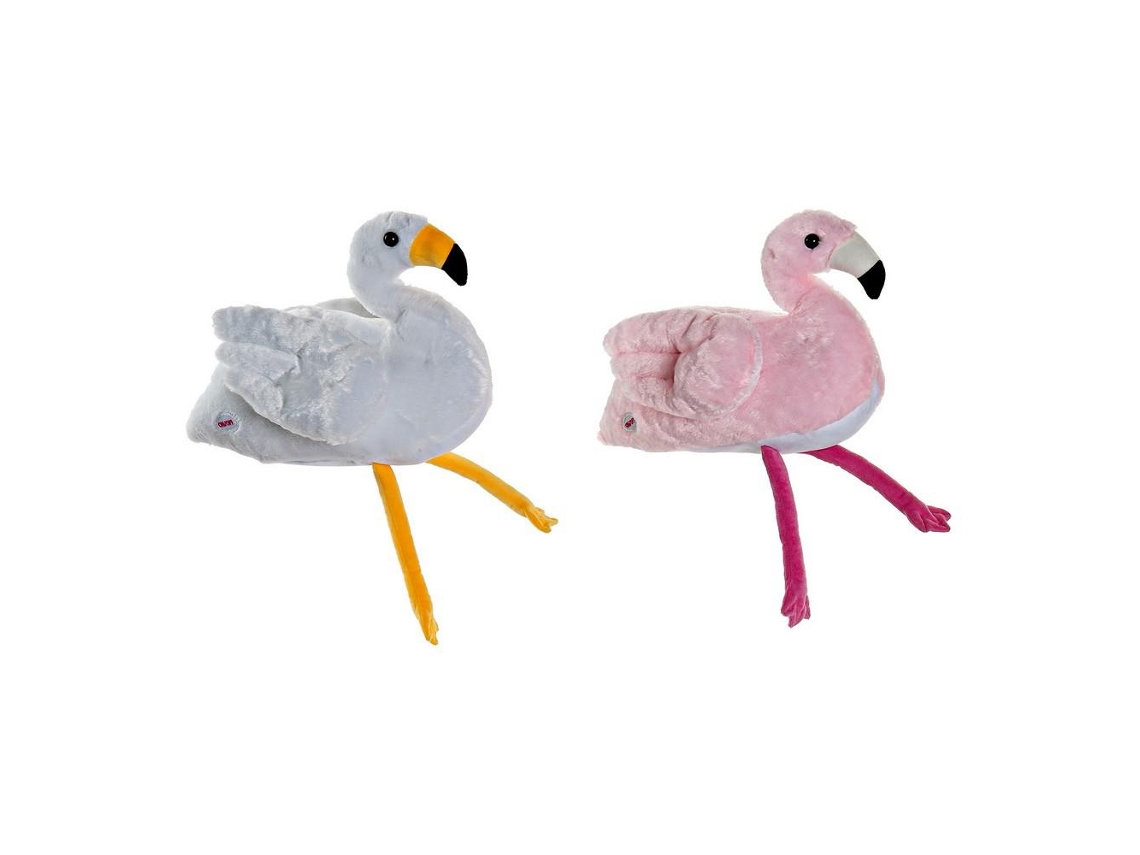 Brinquedo De Pelúcia Dkd Home Decor Branco Rosa Poliéster Flamenco (2 Peças) (34 X 25 X 27 Cm)