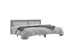 Bed Frame, Bed Frames Vidaxl Cinzeto Madeira Processada (200 X 200 Cm)