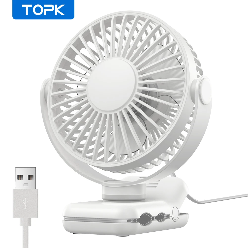(branco) Mini Ventilador Portátil Com Clipe, Funcionamento Silencioso, Três Velocidades De Vento
