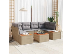 Vidaxl Conjunto De Sofá De Jardim 6 Unid. Bege Rattan Sintético