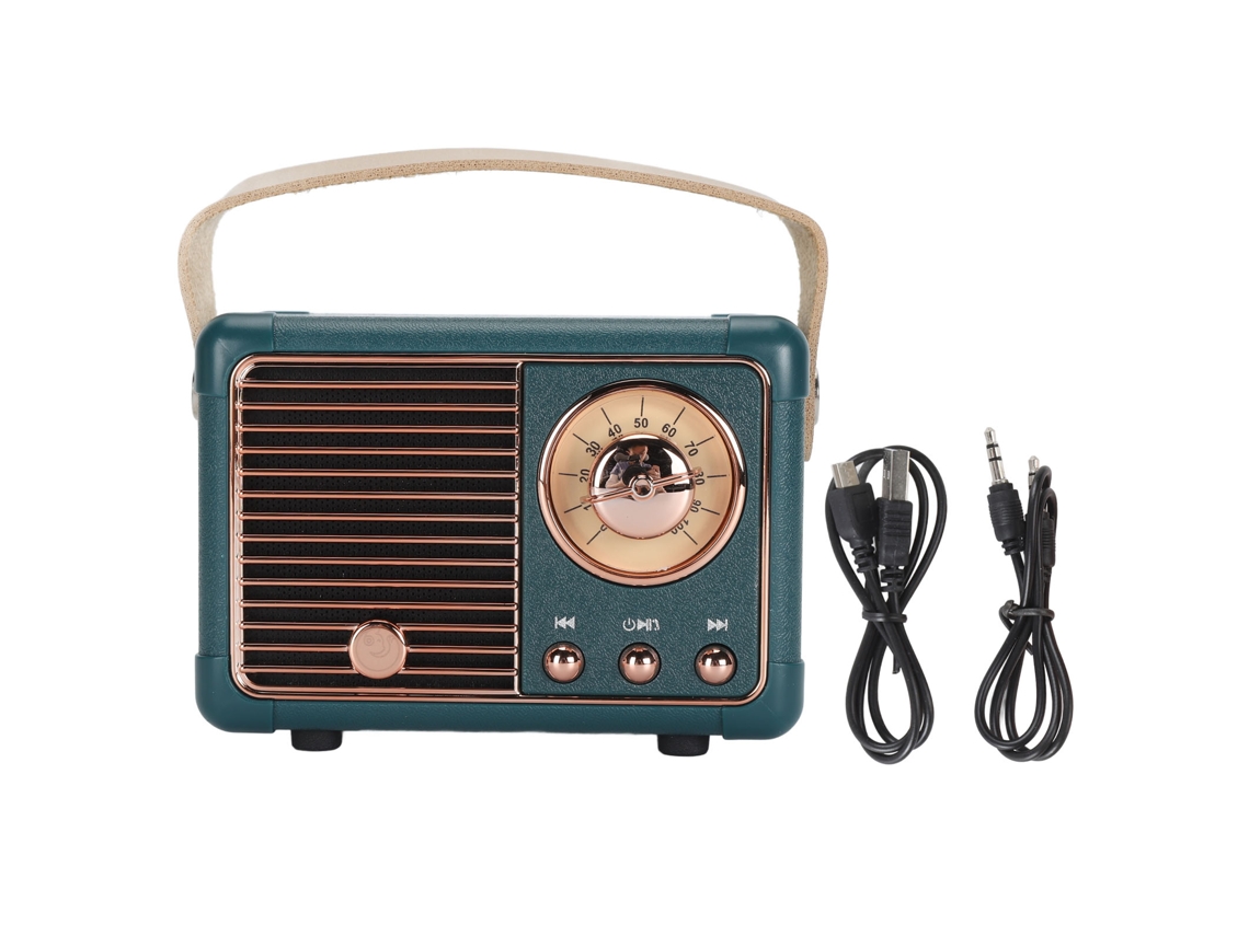 Business caixa de Som Bluetooth Retro Vintage Pequena Estilo Antigo Portátil para Mesa Quarto Escritório Verde