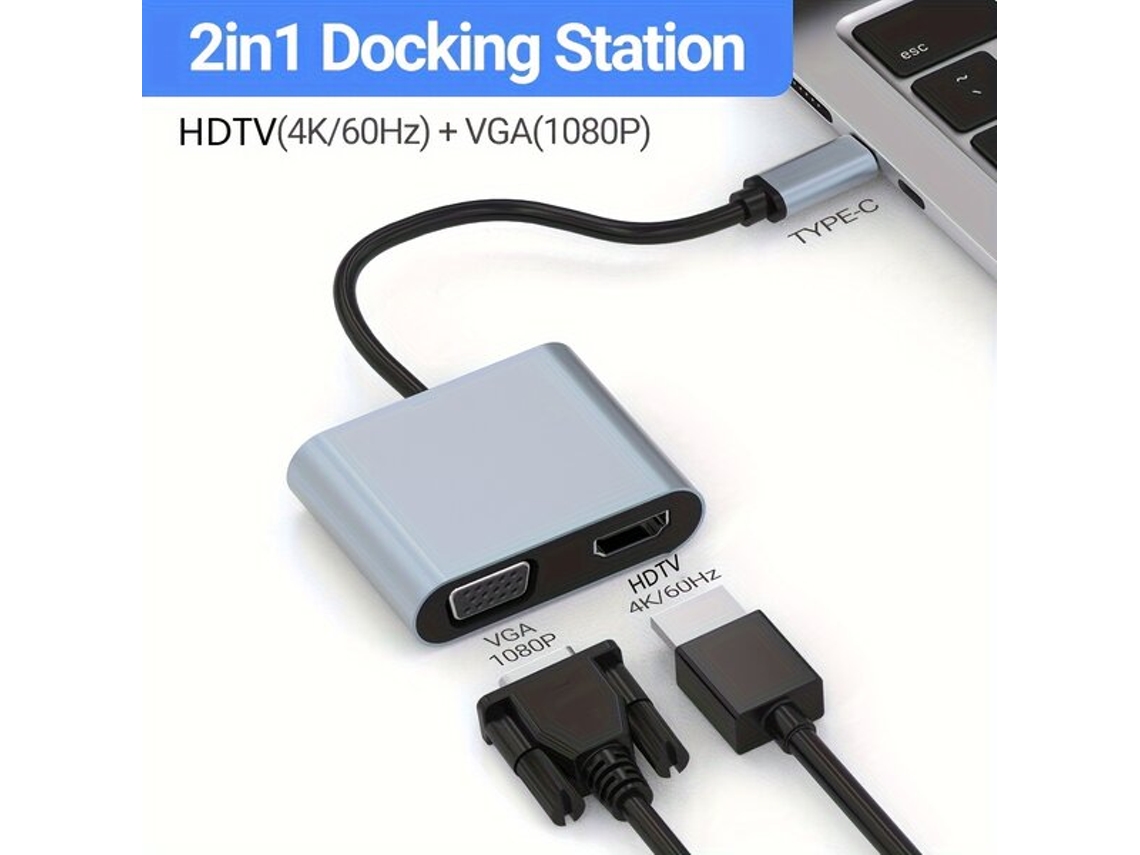 Dock 4 Em 1 Gopala Hdmi 4k/30 Hz, Vga 1080p, Usb 3.0, Carregamento Pd De 100 W. Tadvyyvayotoy