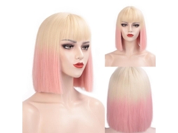 Peruca Bob Curta com Franja para Mulheres Perucas Sintéticas Preto Rosa Roxo Peruca Vermelha Peruca Cosplay TAISHENGDA