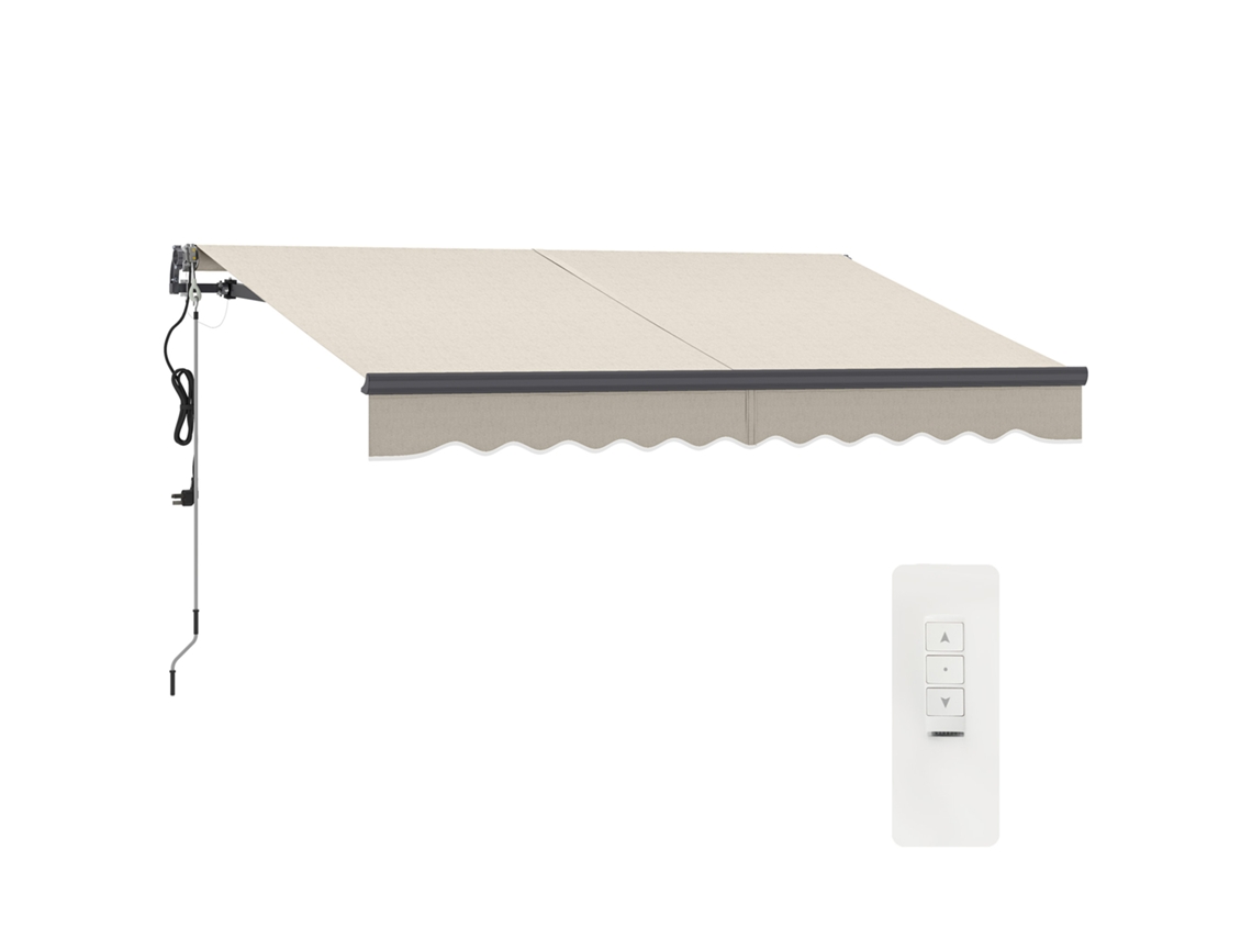 Toldo Elétrico Retrátil 296x250 Cm com Controlo Remoto e Proteção UV30+ Creme S/MARCA