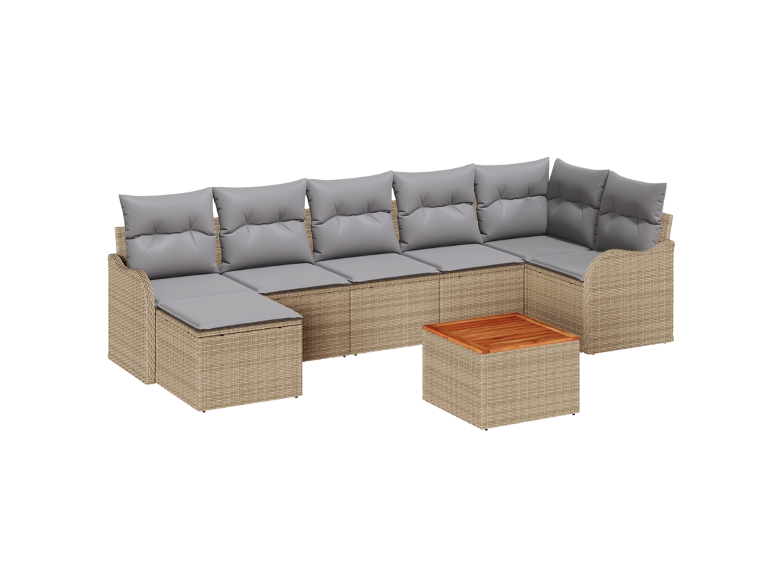 Conjunto 8 Conjunto De Sofá Modular Vidaxl Bege Vime Pe (55 X 55 X 37 Cm)