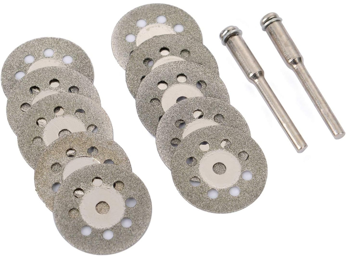Pacote Com 12 Discos De Corte Diamantados Mini Perfurados De 22 Mm, Rodas E Cabos Ann Arbor Zeuxo
