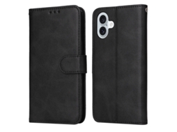Capa Flip De Couro Para Iphone 16 Plus - Textura De Bezerro Clássica