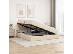 Vidaxl Cama Com Arrumação E Colchão Creme 140 X 190 Cm Veludo