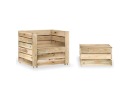 Vidaxl 2 Pcs Conjunto Lounge De Jardim Em Paletes Pinho Impregnado