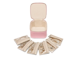 Caixa De Joias De Luxo Em Couro, Ideal Para Colares, Anéis E Brincos 13x13x8,5 Cm Mdug (rosa)