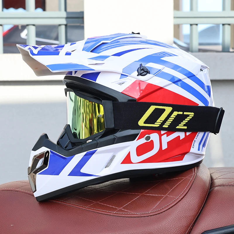 Capacete De Motocross (xl) Com Óculos De Proteção, Certificado Dot, Casco Em Abs, Resistente A Impactos.