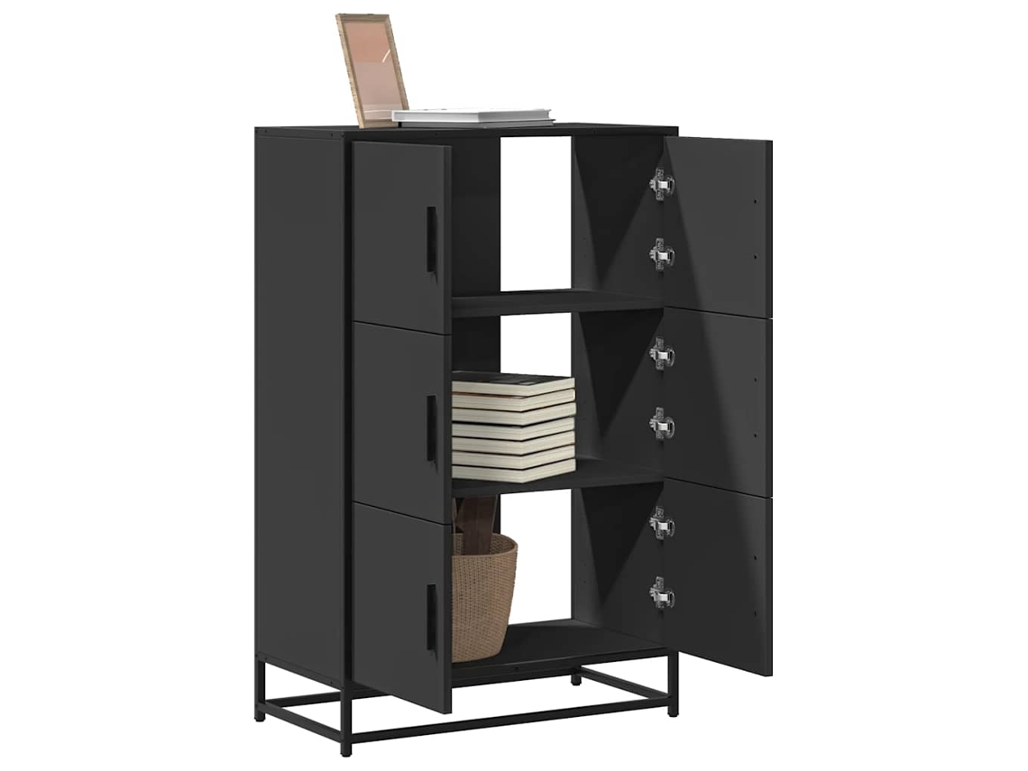 Vidaxl Armário Alto 68x35x106,5 Cm Derivados Madeira E Metal Preto