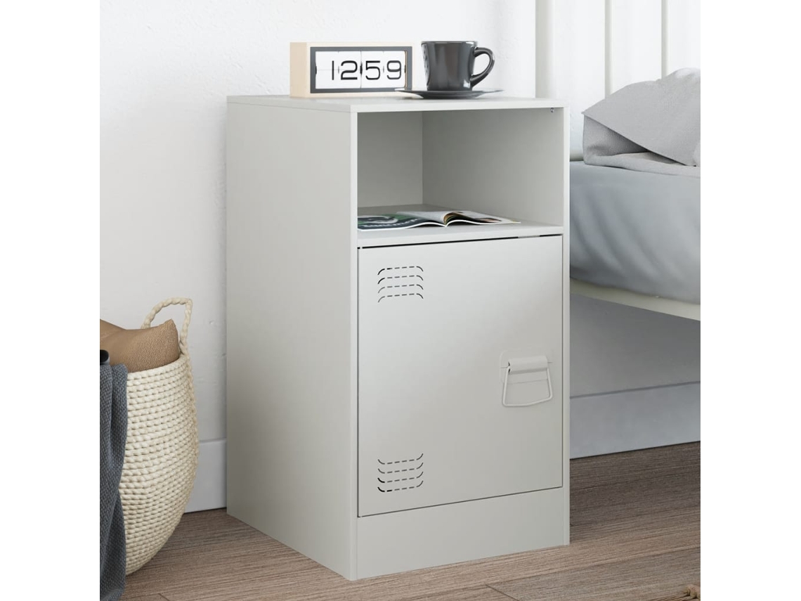 Vidaxl Mesa De Cabeceira 34,5x39x62 Cm Aço Branco
